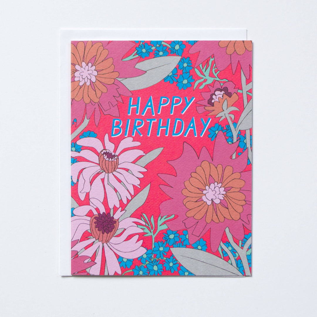 60s Floral Birthday Note Card