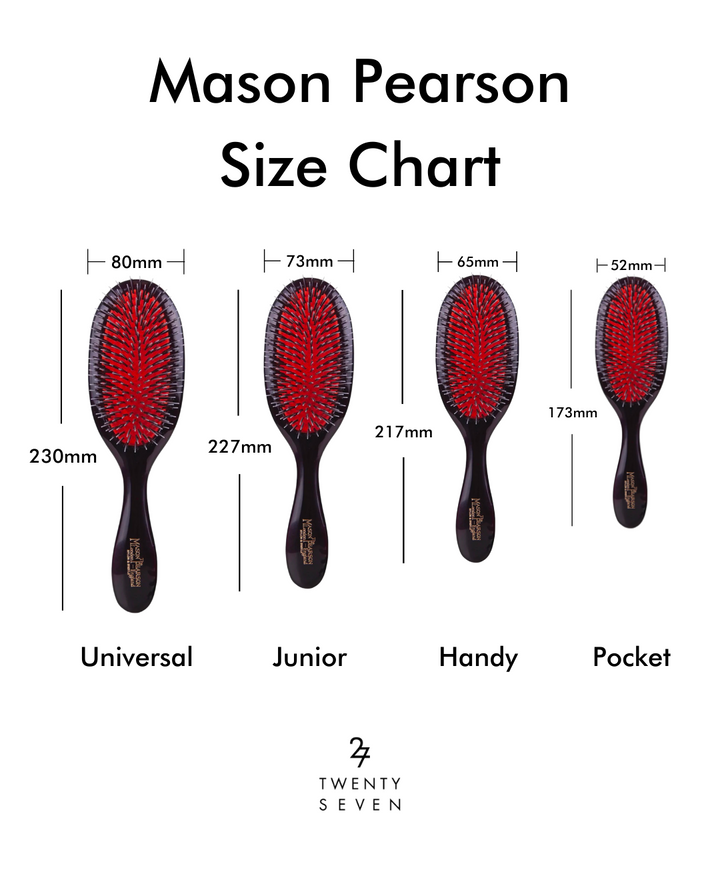 Twentyseven Toronto - White Mason Pearson Hair Brush - Sizing Chart