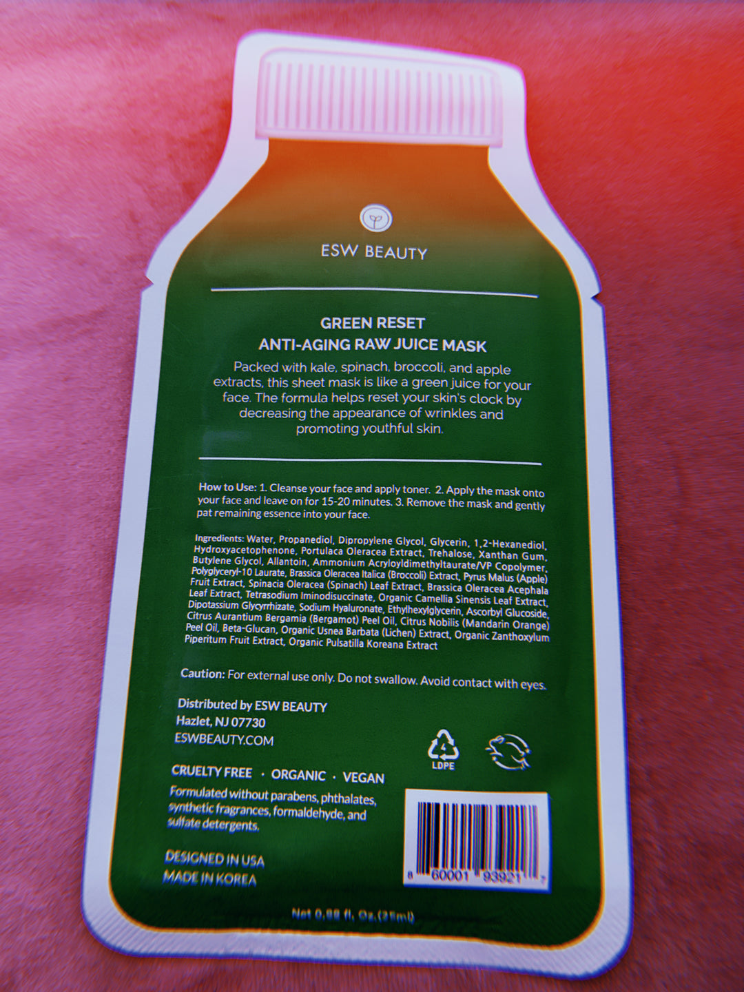 Twentyseven Toronto - ESW Beauty Green Reset Anti Aging Raw Juice Mask - 1 Sheet (25ml)